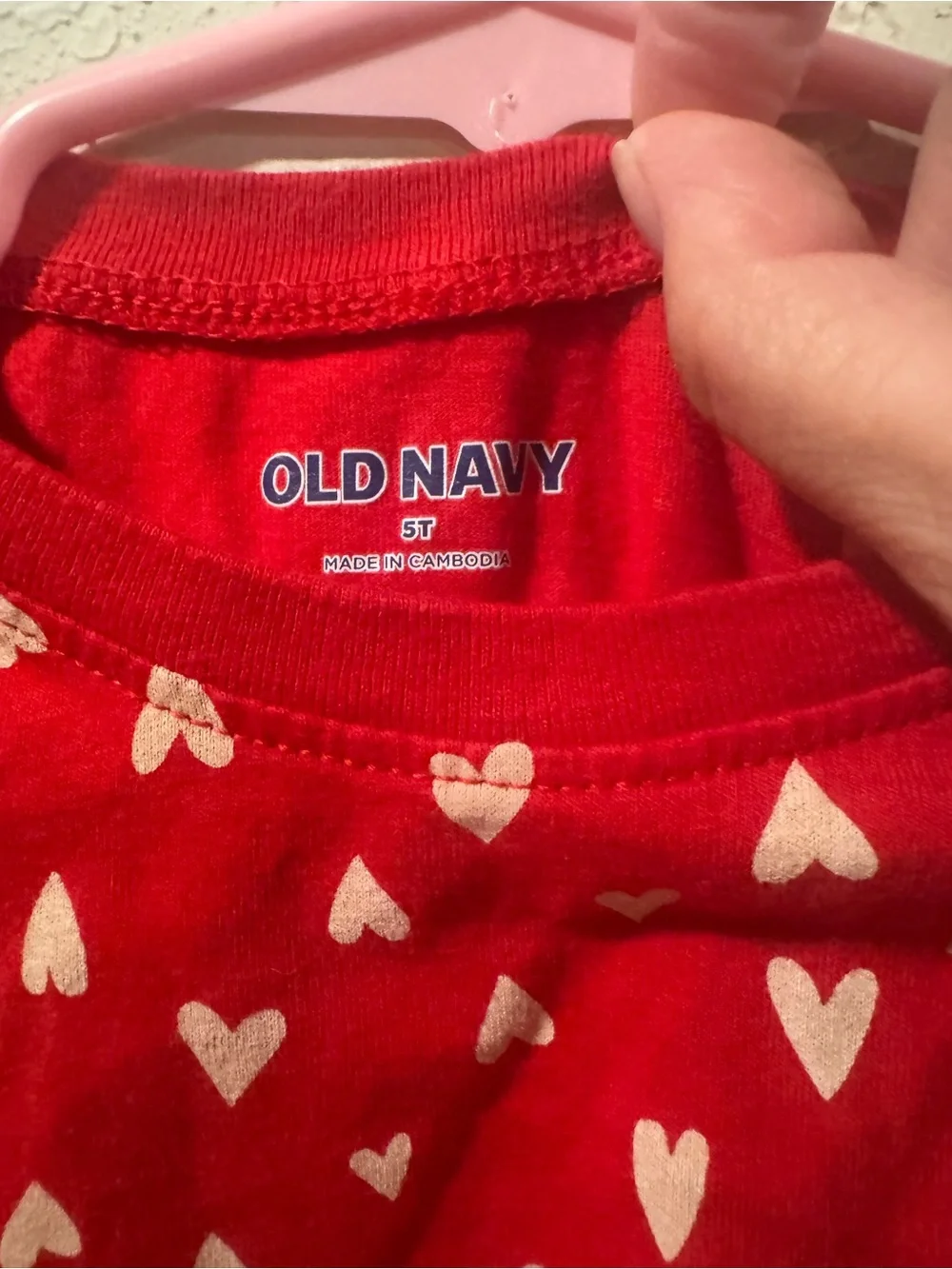 Old Navy Red Heart-Print Long-Sleeve Casual Dress